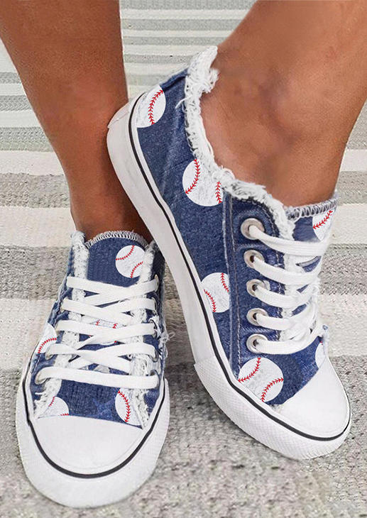 

Sneakers Baseball Lace Up Frayed Sneakers in Blue. Size
