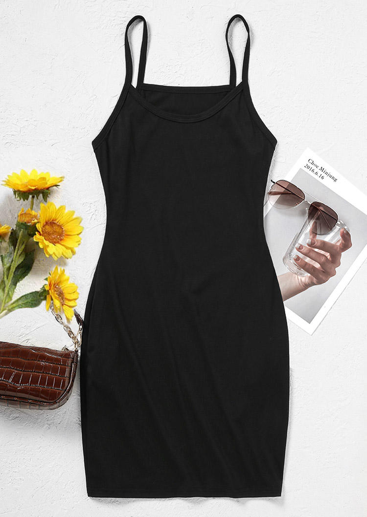 

Mini Dresses Pocket Spaghetti Strap Mini Dress in Black. Size