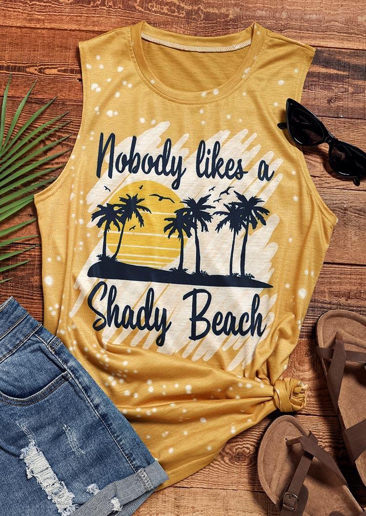 Tank Tops Nobody Likes A Shady Beach Coconut Tree Tank Top in Yellow. Size: XL
