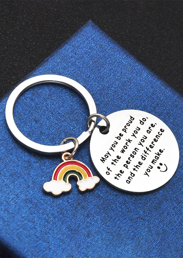 

Keychains May You Be Proud Of The Work You Do Rainbow Keychain in Silver. Size