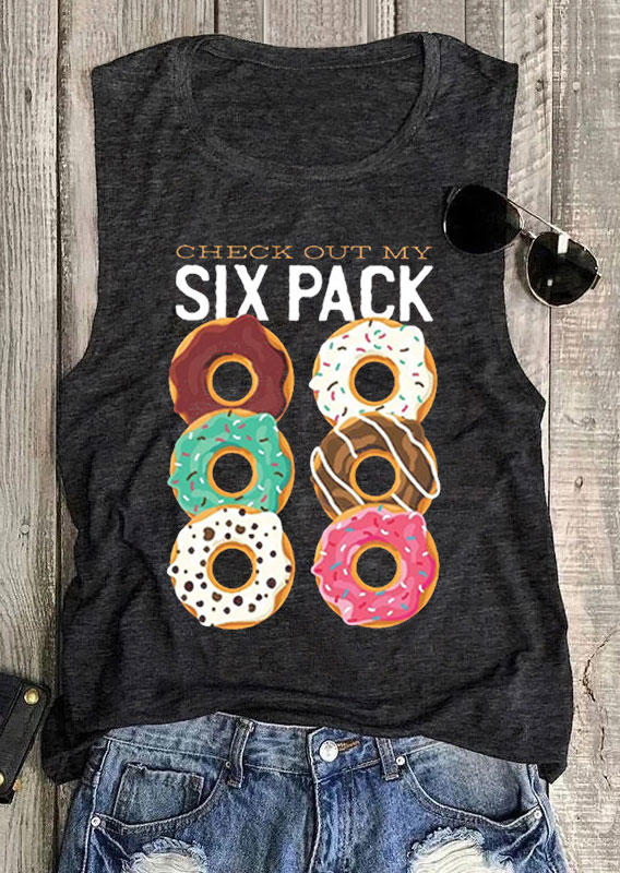 

Tank Tops Check Out My Six Pack Donut O-Neck Tank Top - Dark Grey in Gray. Size