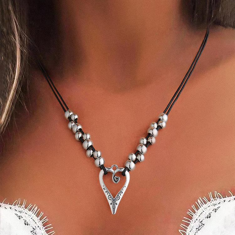 Heart Beading Hollow Out Alloy Necklace