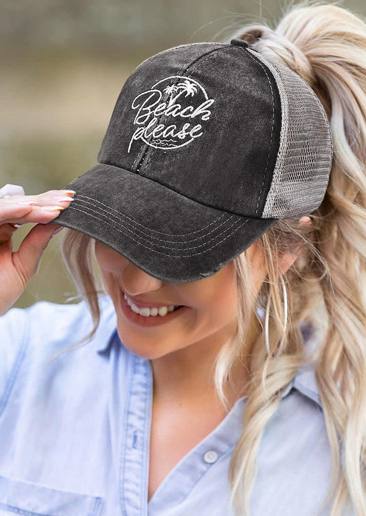 

Hats Beach Please Coconut Tree Baseball Cap in Dark Grey. Size