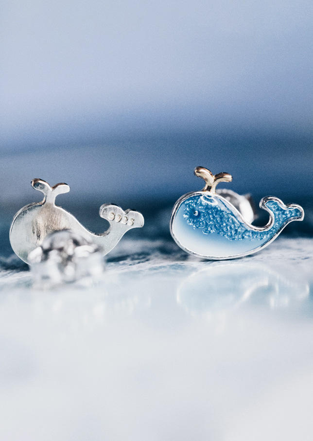 

Earrings Whale Alloy Stud Earrings in Blue. Size