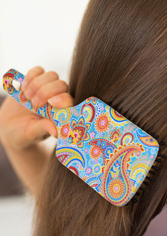 

Paisley Floral Ttrendy Square Hair Comb in Multicolor. Size