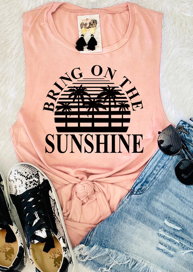 

Tank Tops Bring On The Sunshine Coconut Tree Tank Top in Pink. Size