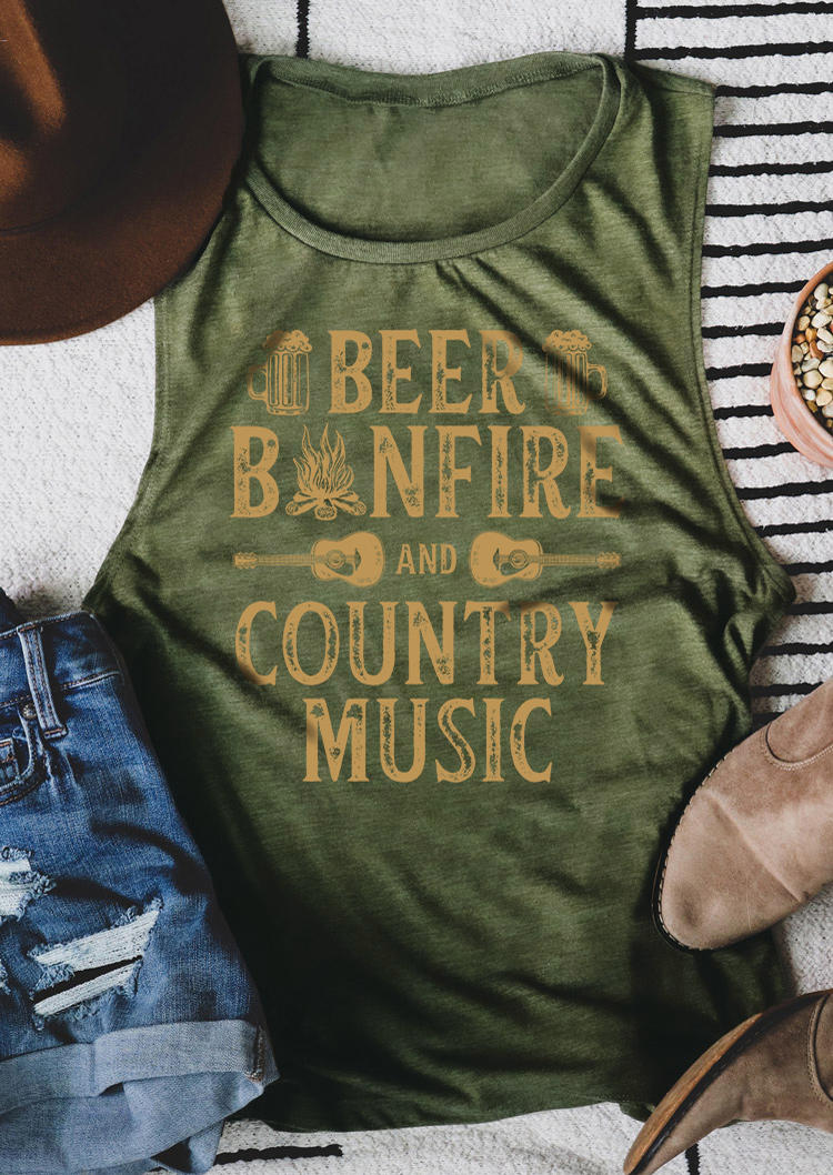 

Tank Tops Beer Bonfire And Country Music Tank Top - Army Green in Green. Size