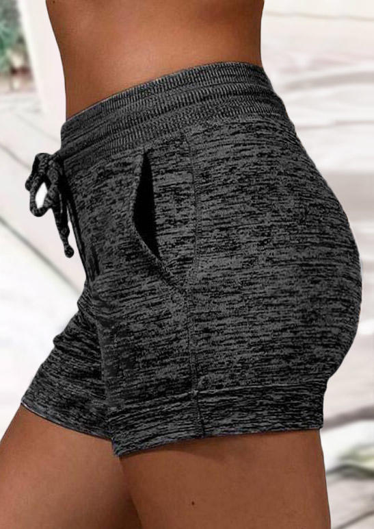 Shorts Pocket Drawstring Elastic Waist Shorts in Black. Size: L,M