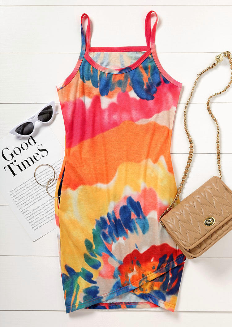 

Mini Dresses Tie Dye Pocket Spaghetti Strap Mini Dress in Multicolor. Size