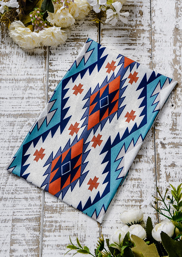 

Aztec Geometric Elastic Wide Headband in Multicolor. Size
