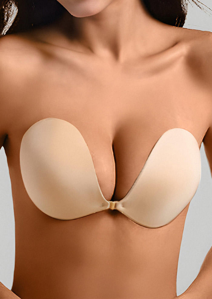 

Bras Buckle Front Invisible Breast Lifting Adhesive Bra in Apricot. Size