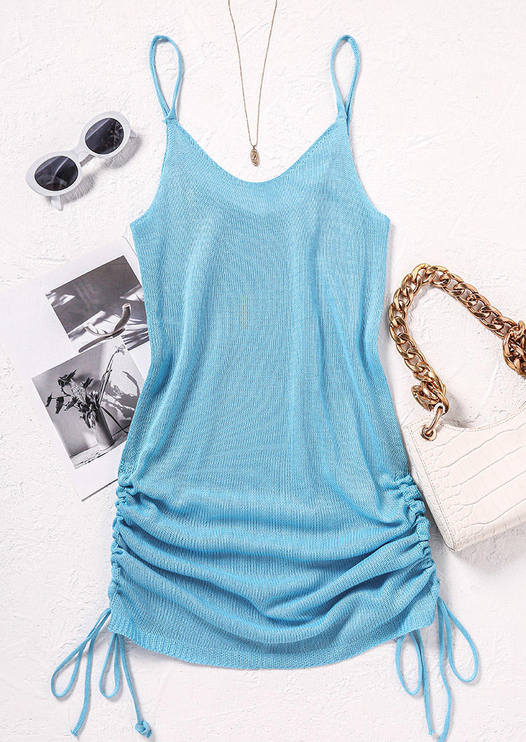 

Mini Dresses Drawstring Spaghetti Strap Mini Dress - Lake Blue in Blue. Size
