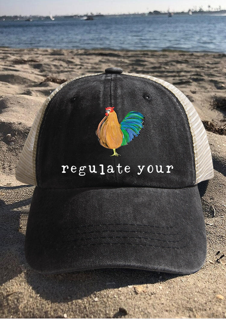 

Hats Regulate Your Rooster Baseball Cap in Black. Size