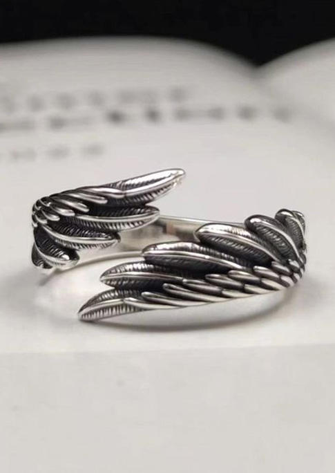 

Rings Wing Feather Open Alloy Ring in Silver. Size
