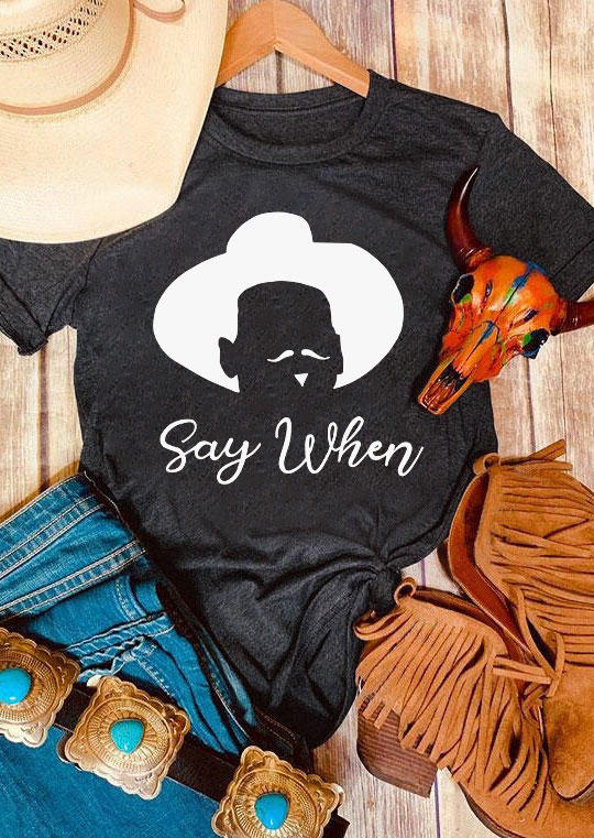 

T-shirts Tees Say When O-Neck T-Shirt Tee - Dark Grey in Gray. Size