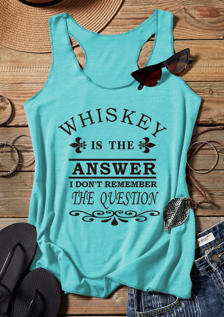 

Tank Tops Whiskey Is The Answer I Don't Remember The Question Racerback Tank Top - Cyan in Blue. Size
