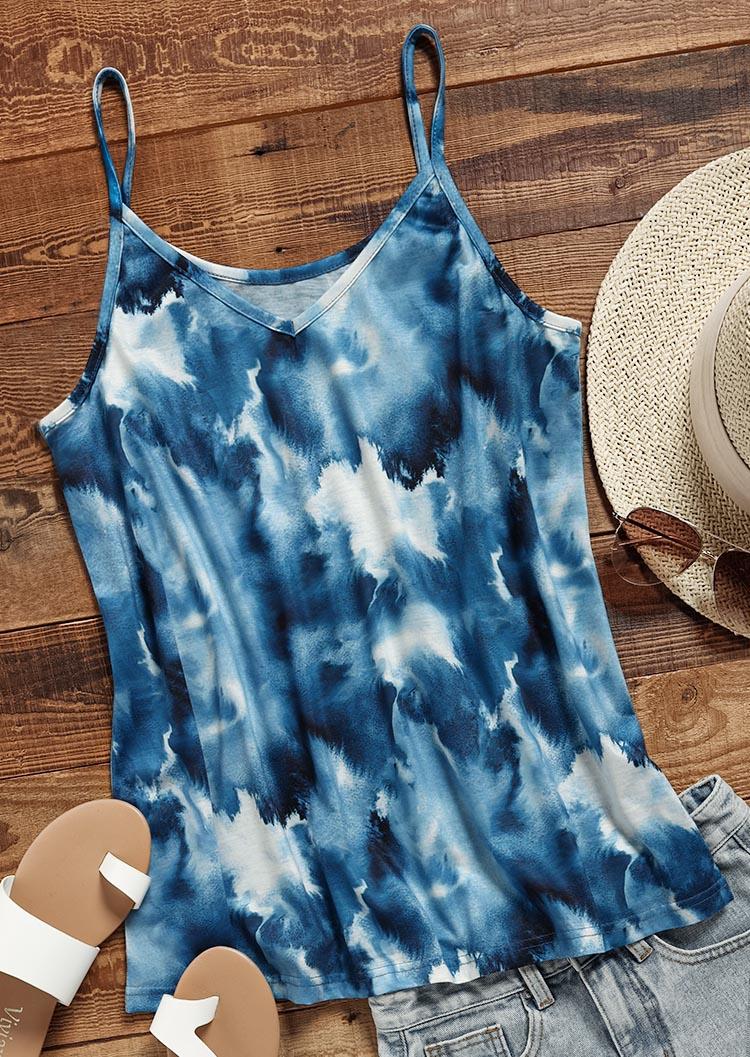 Tie Dye V-Neck Casual Camisole - Royal Blue
