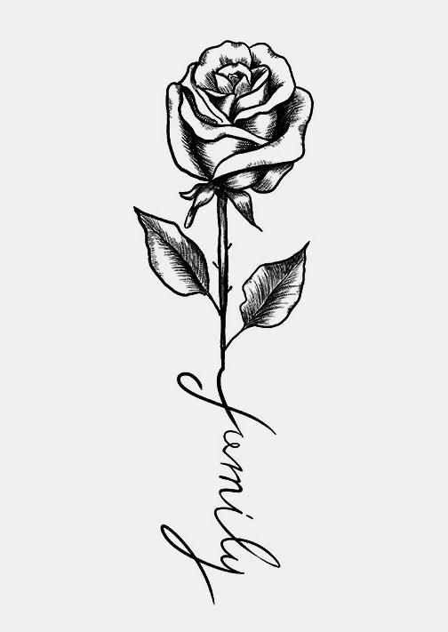 

Beauty Black Outline Rose Tattoo in Multicolor. Size