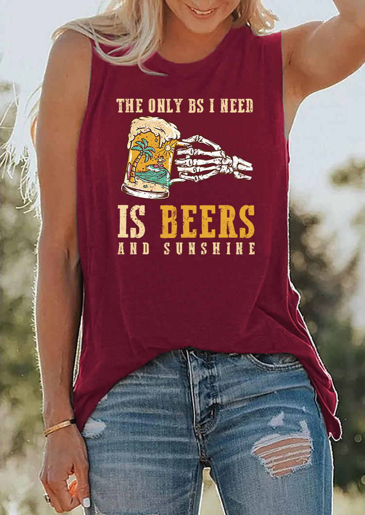 

Tank Tops The Only BS I Need Is Beers And Sunshine Tank Top - Burgundy in Red. Size