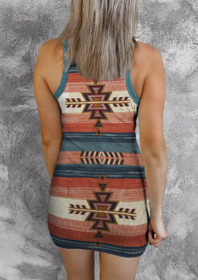 

Mini Dresses Aztec Geometric Snap Button Mini Dress in Multicolor. Size