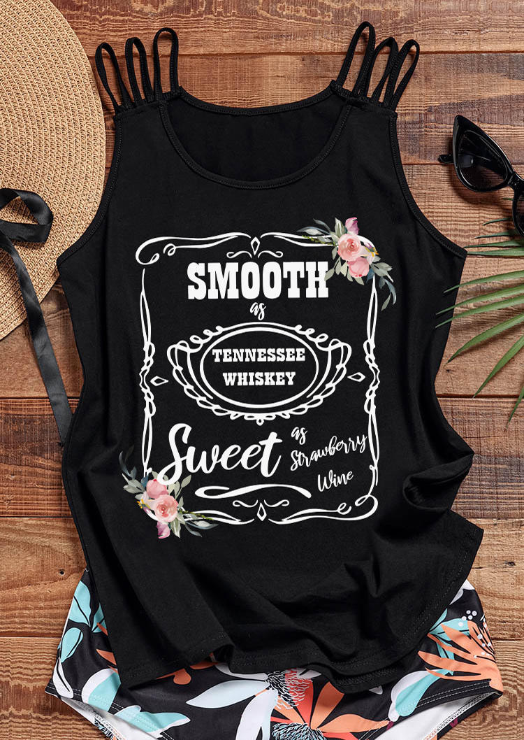 

Tank Tops Smooth As Tennessee Whiskey Sweet As Strawberry Wine Floral Tank Top in Black. Size: ,M,L,XL