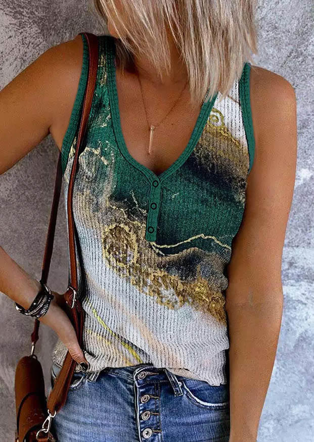 

Tank Tops Snap Button Ribbed Casual Tank Top in Multicolor. Size