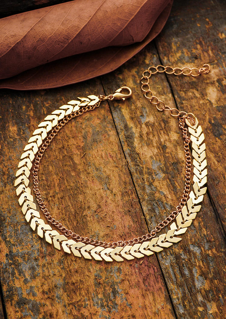 Body Jewelry Wheat Dual-Layered Alloy Anklet in Gold,Silver. Size: One Size