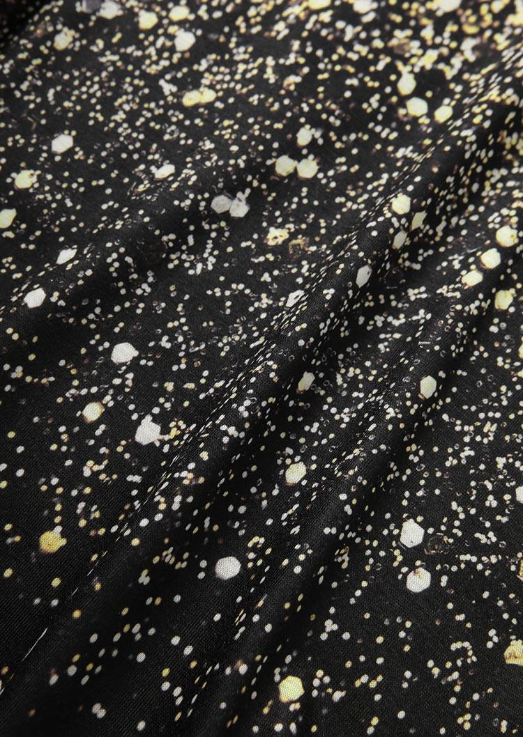 Lace Splicing Glitter Cold Shoulder Blouse - Black