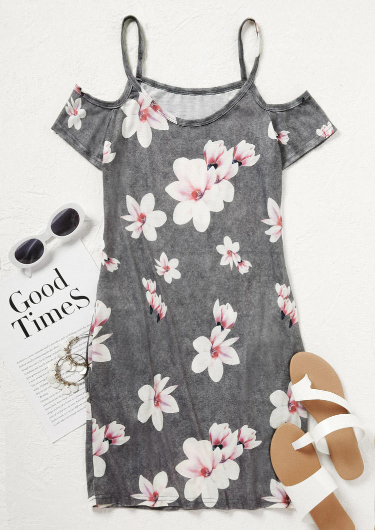 

Mini Dresses Magnolia Pocket Spaghetti Strap Cold Shoulder Mini Dress in Gray. Size: M