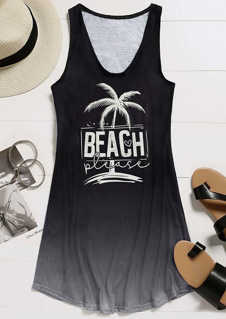 

Mini Dresses Gradient Coconut Tree Beach V-Neck Mini Dress in Black. Size