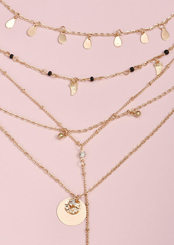 Necklaces Water Drop Multi-Layered Pendant Necklace in Gold. Size: One Size
