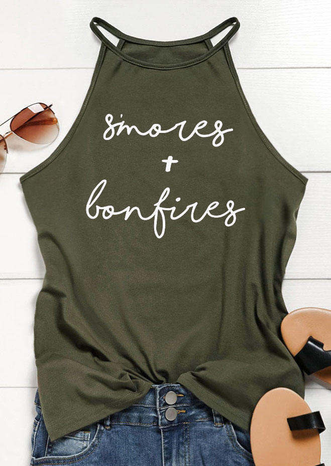 

Tank Tops S'mores Bonfires O-Neck Camisole - Army Green in Green. Size
