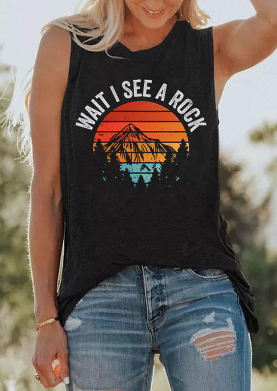 

Tank Tops Wait I See A Rock Mountain O-Neck Tank Top in Black. Size