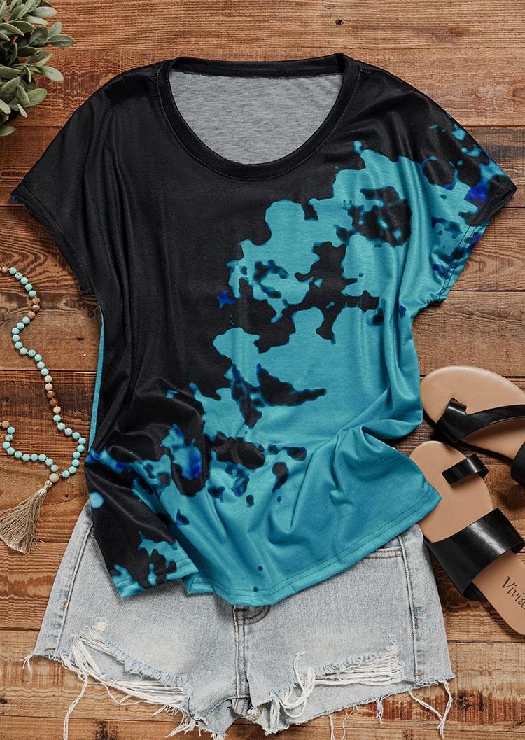 

Blouses Tie Dye O-Neck Short Sleeve Blouse in Multicolor. Size