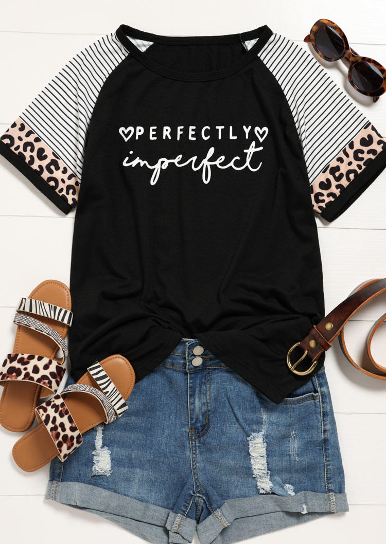 

T-shirts Tees Perfectly Imperfect Striped Leopard T-Shirt Tee in Black. Size