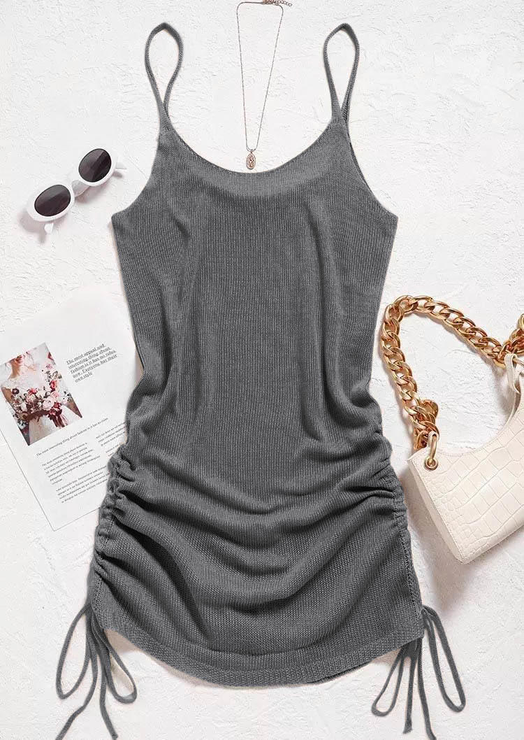 

Mini Dresses Drawstring Spaghetti Strap Mini Dress in Gray. Size