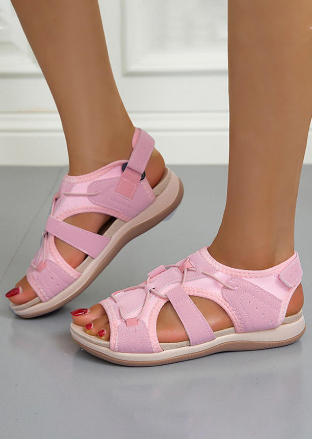 Sandals Criss-Cross Velcro Closure Sandals in Pink. Size: 37,38,41