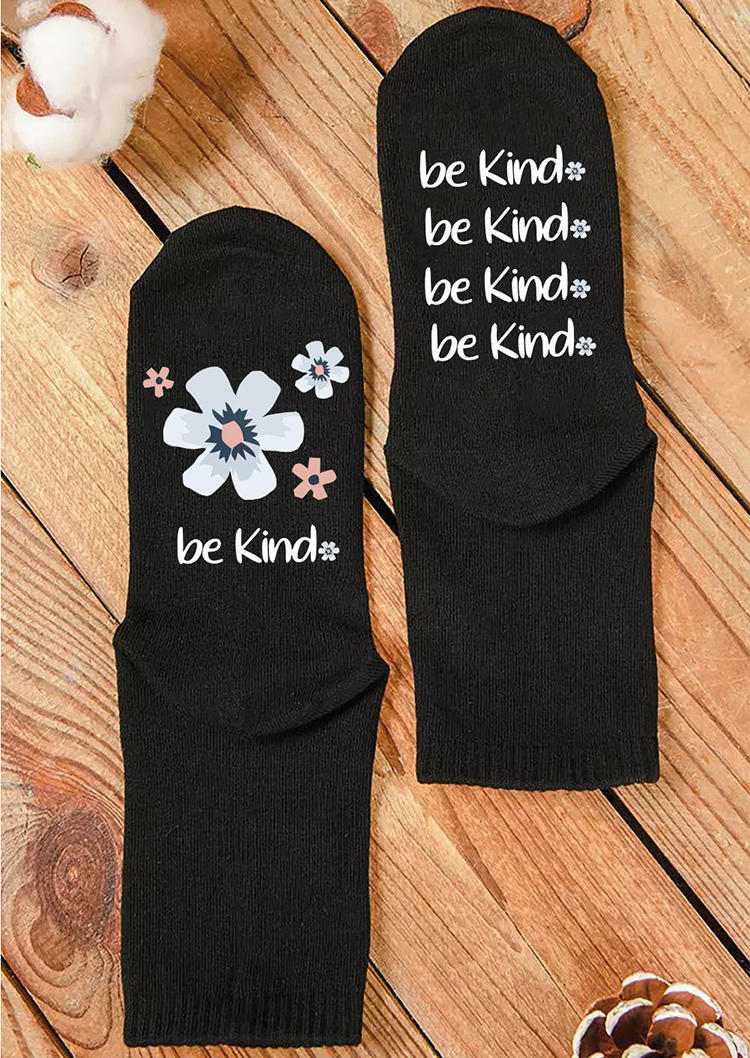 

Crew Socks Be Kind Floral Crew Socks in Black. Size