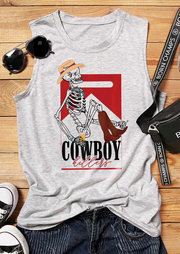 

Tank Tops Cowboy ers Skeleton O-Neck Tank Top - Light Grey in Gray. Size