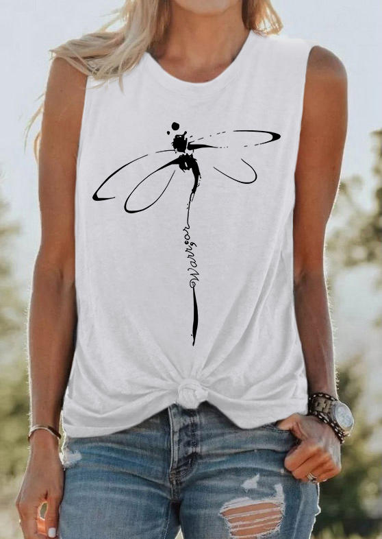 Tank Tops Warrior Dragonfly O-Neck Tank Top - Light Grey in Gray. Size: S