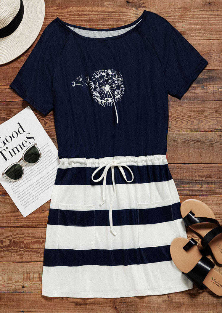 

Mini Dresses Dandelion Striped Pocket Mini Dress - Navy Blue in Blue. Size: L