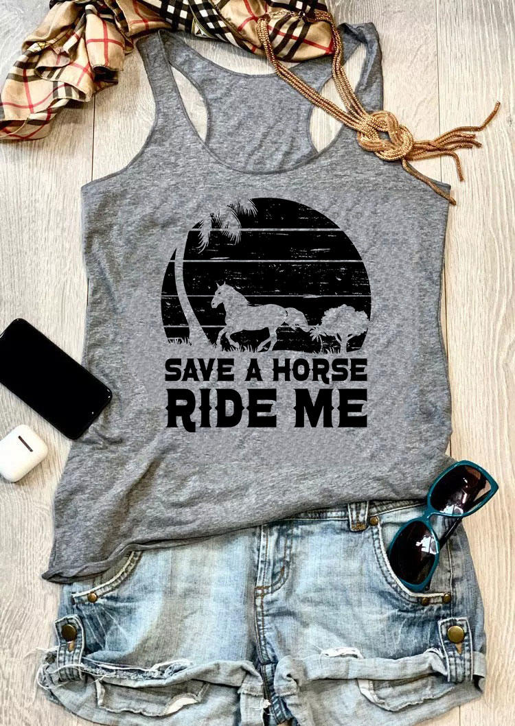 

Tank Tops Save A Horse Ride Me O-Neck Racerback Tank Top in Gray. Size