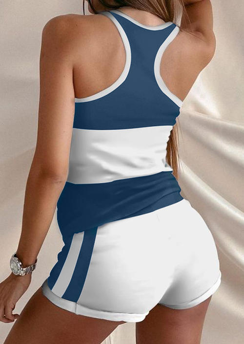 

Two-Piece Sets Live Simple Coconut Tree Racerback Tank And Drawstring Shorts Two-Piece Set in Blue. Size: ,M,L,XL