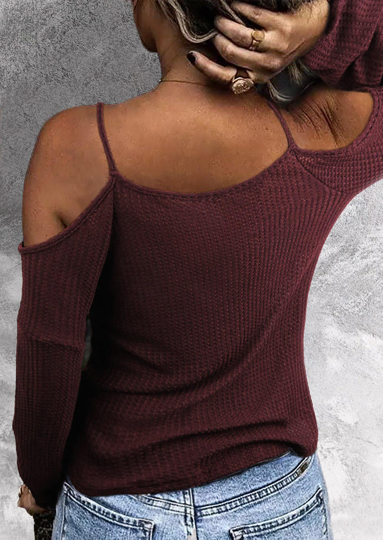 

Blouses Cold Shoulder Long Sleeve Blouse - Burgundy in Red. Size