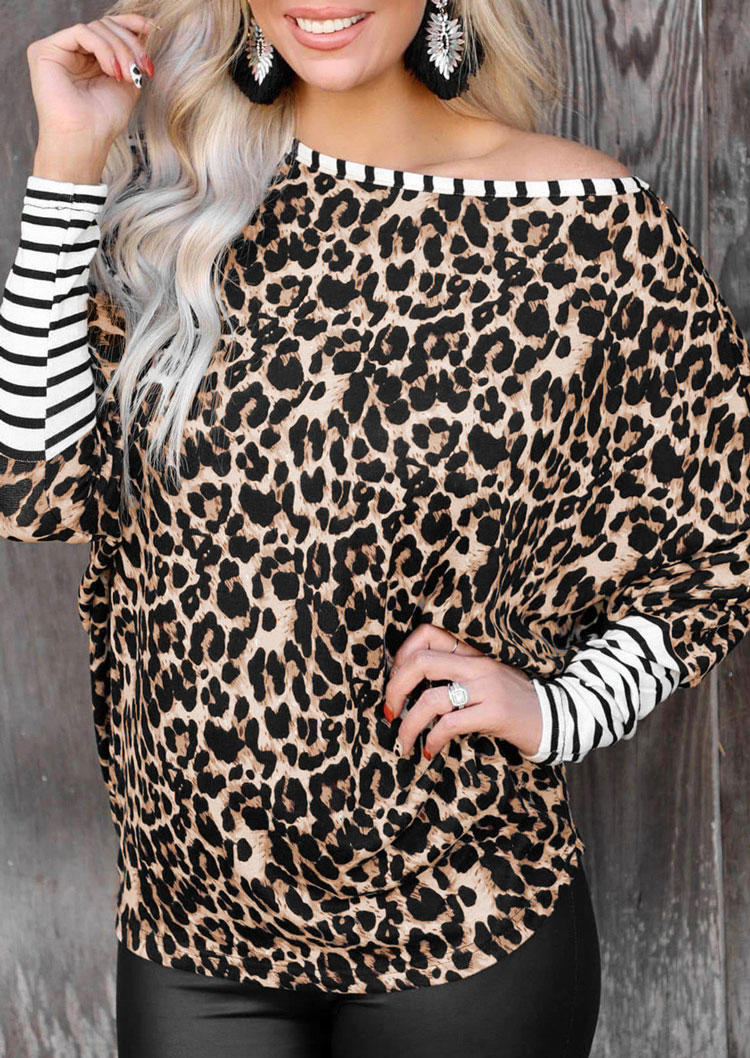 Striped Leopard Long Sleeve Blouse