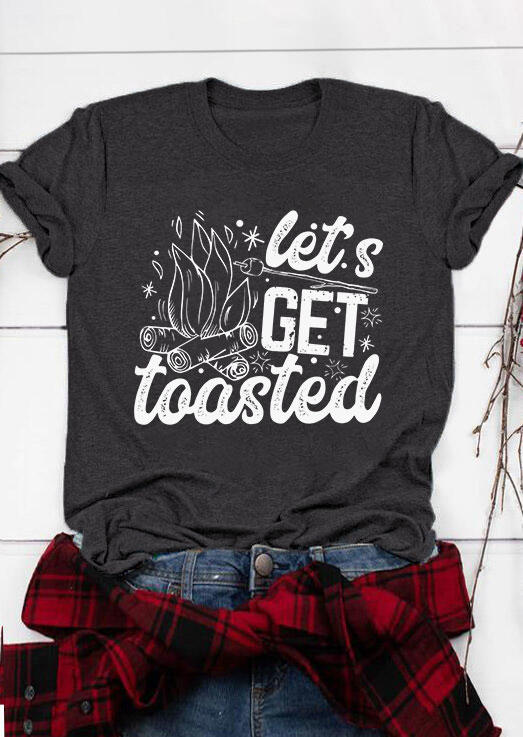 T-shirts Tees Let's Get Toasted Camping T-Shirt Tee - Dark Grey in Gray. Size: S