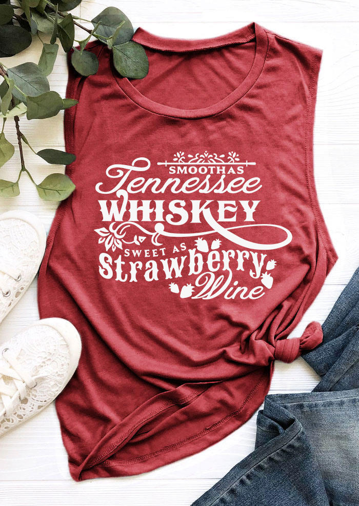 

Tank Tops Smooth As Tennessee Whiskey Sweet As Strawberry Wine Tank Top in Brick Red. Size: ,M,L,XL