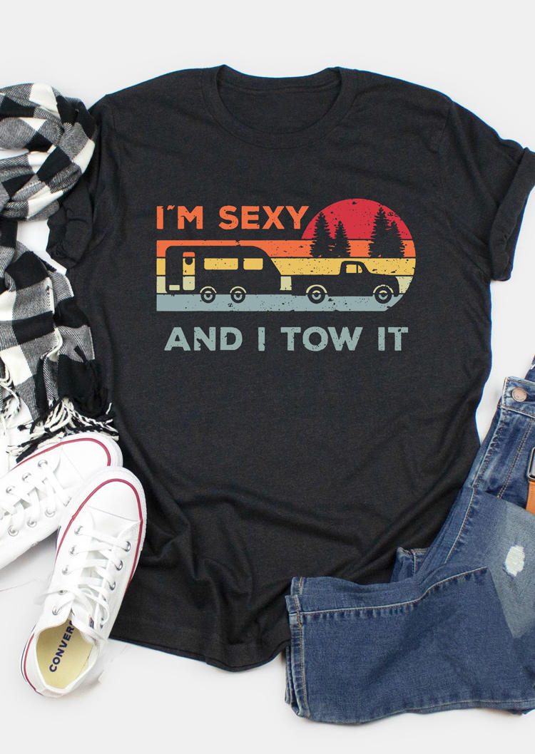 

T-shirts Tees I'm And I Tow It O-Neck T-Shirt Tee in Black. Size