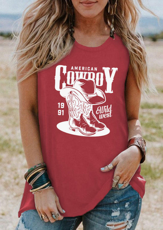 

Tank Tops American Cowboy 1991 Wild West O-Neck Tank Top - Brick Red in Red. Size