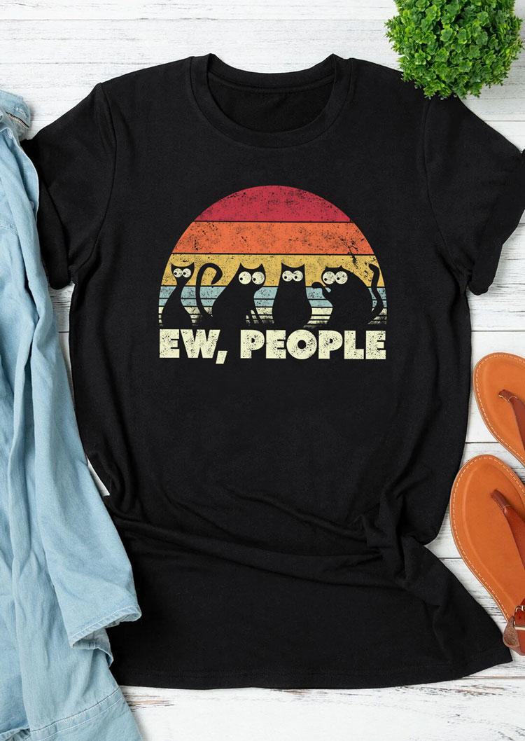 

T-shirts Tees Halloween Ew People Cat O-Neck T-Shirt Tee in Black. Size